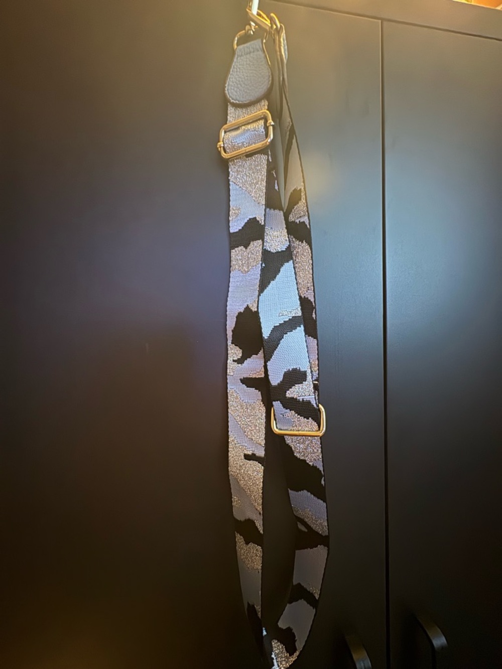 Camouflage Knit Bag Strap with Gold Hardware